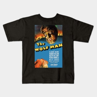 Classic Horror Movie Poster - The Wolf Man Kids T-Shirt